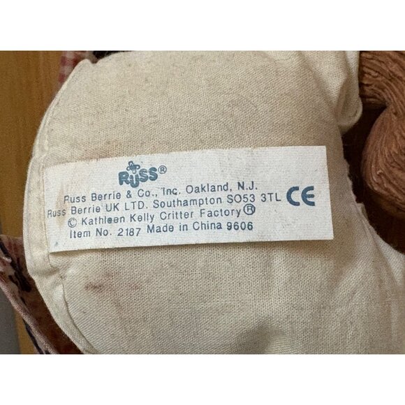 Rustic Americana Russ Berrie Ross Bear Figurine With Patriotic Outfit & Bow - Picture 6 of 6